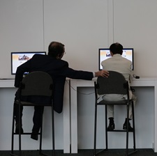 Doctors at virtual meeting